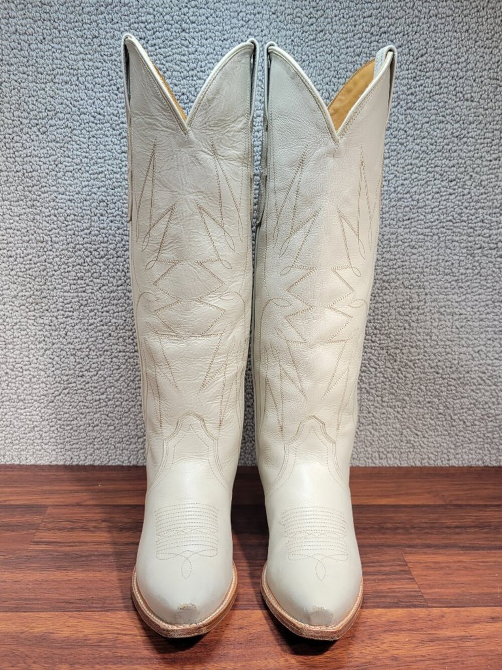 Tecovas The Loretta Women's US Size 7B Cream Cowhide Leather Cowgirl Boots
